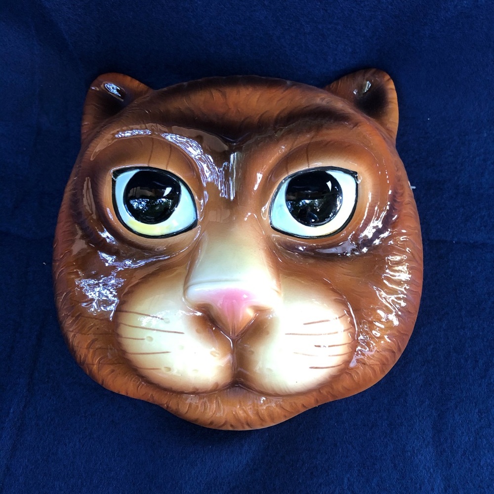 Vtg Dept 56 Ceramic Cat Face 7" Mask Hand-Painted